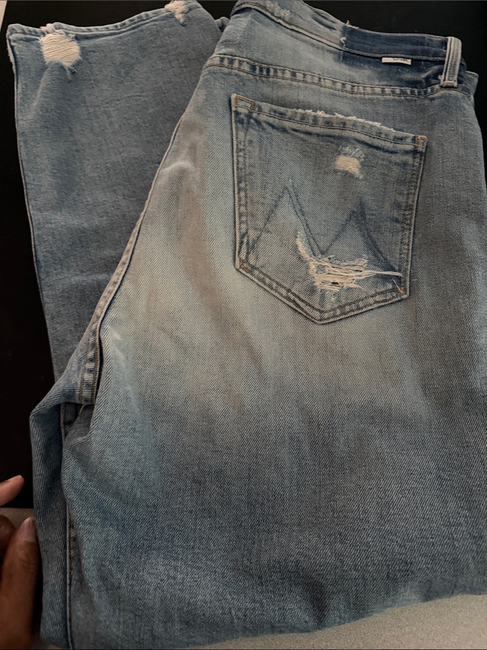 Mother Light Wash Distressed Jeans -